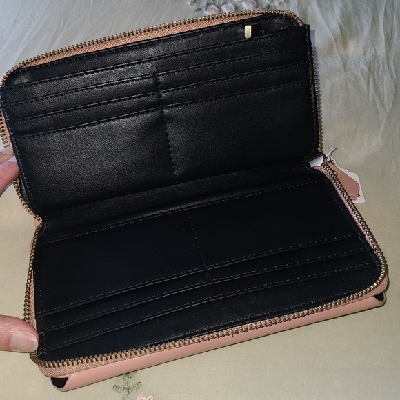 NWT Studded Wallet Pink Womens Several Multi Compartments Zipper - Picture 3 of 6